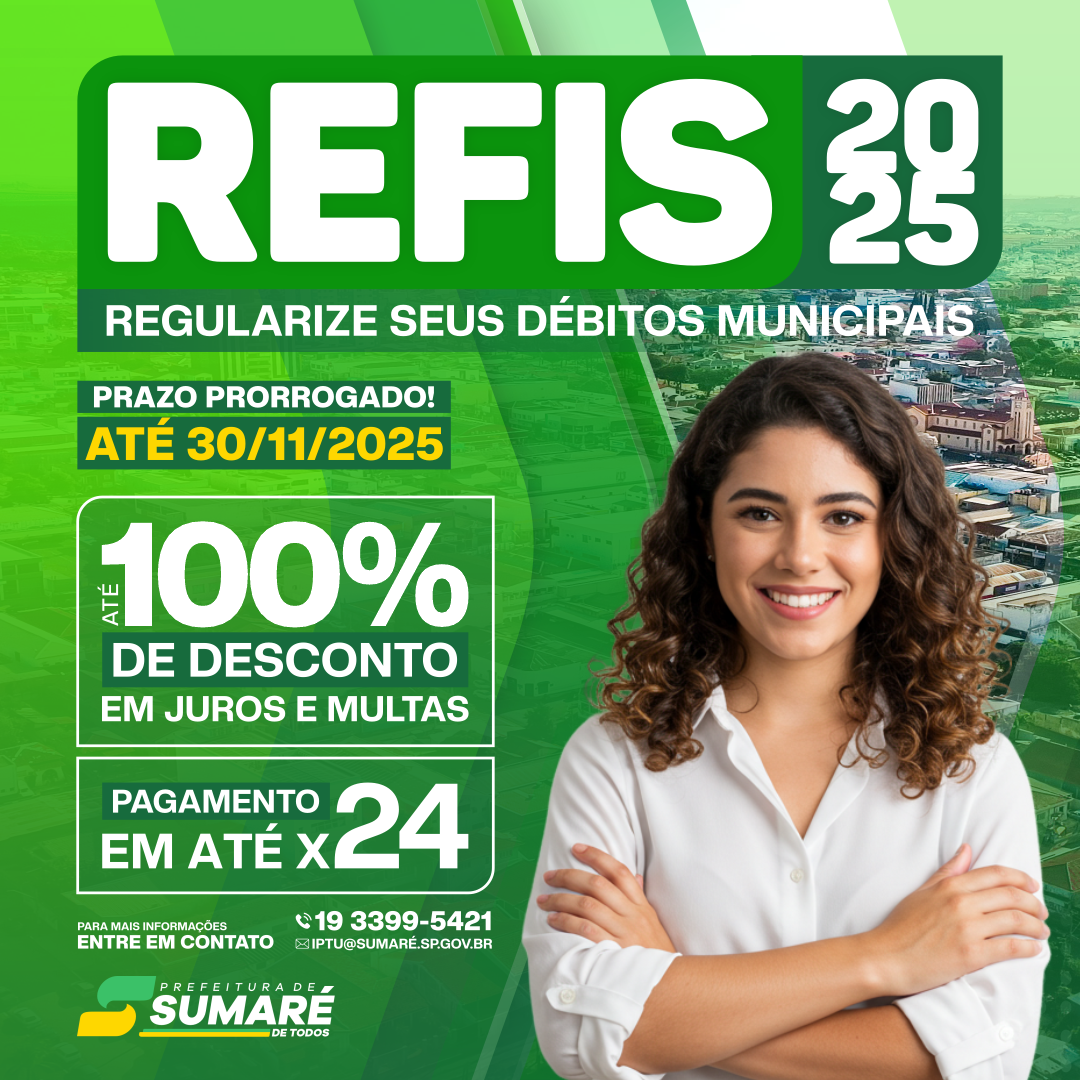 Prefeitura de Sumaré prorroga prazo para adesão ao Programa Fique em Dia Sumaré até 30 de novembro