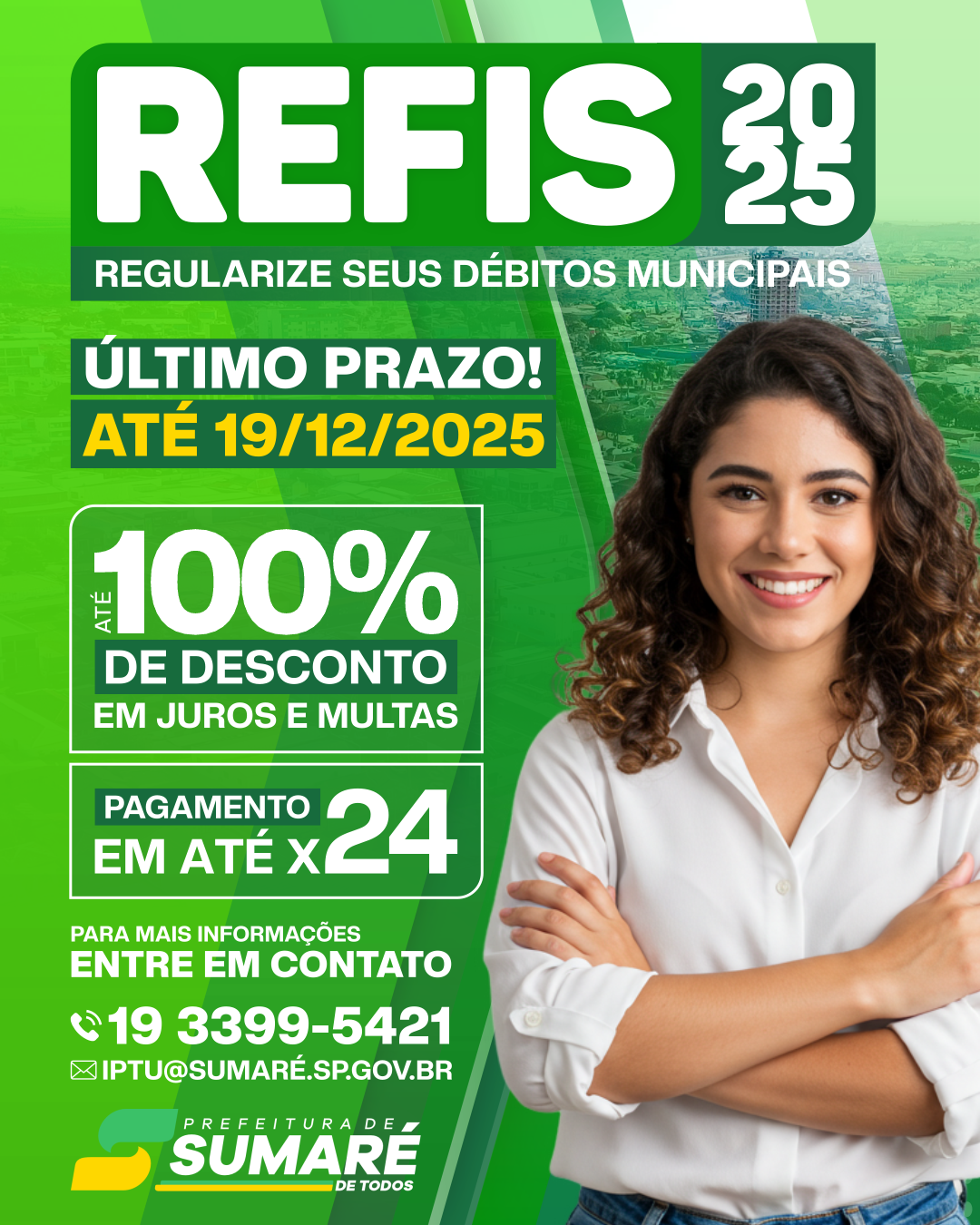 Refis vai até o dia 19 de dezembro em Sumaré